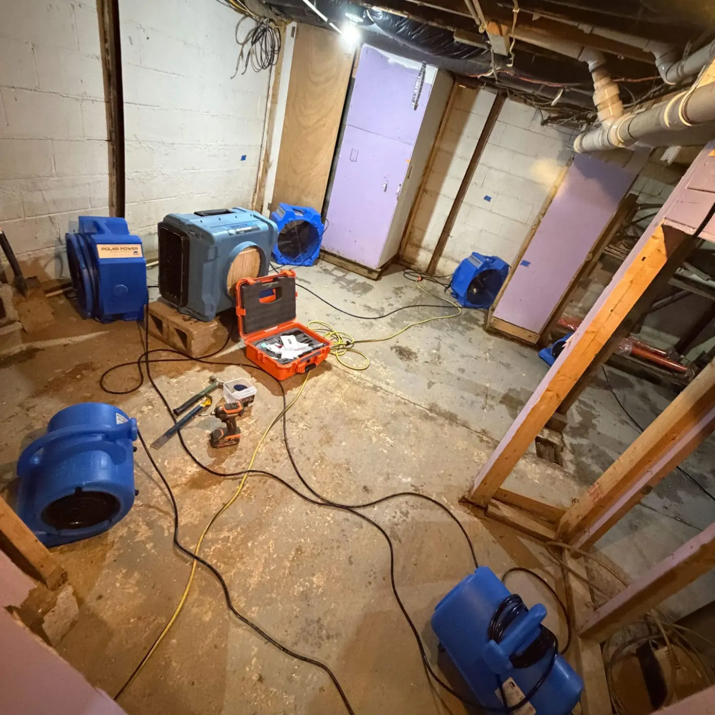 Basement water extraction in Providence Green Indiana home